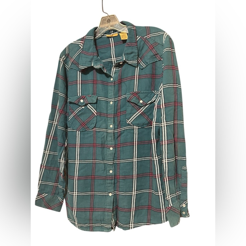 Wrangler Vintage Forest Green Plaid Button Down Shirt - Picture 10 of 14
